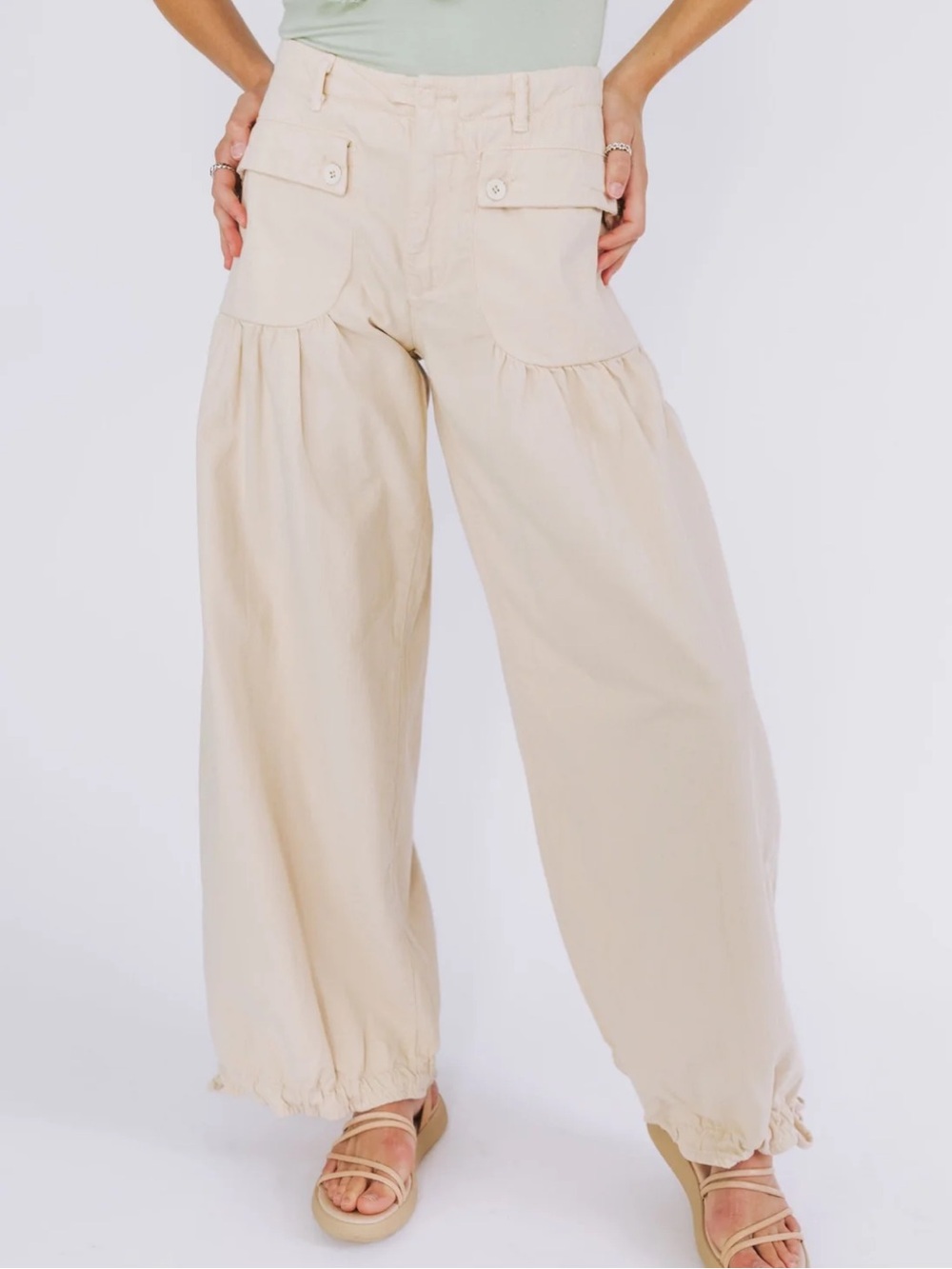 We The Free Lotus Cream Balloon Cargo Joggers - Picture 2 of 8